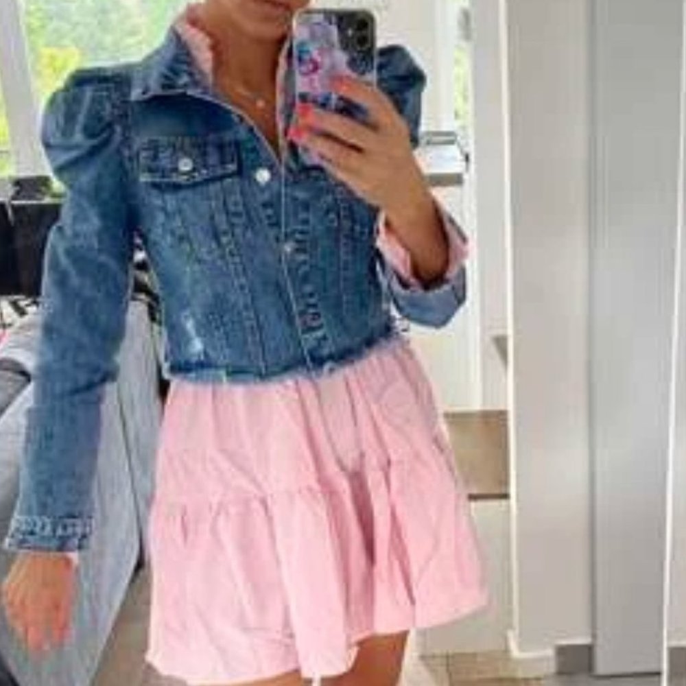 Babydoll Mini Long sleeved Dress Baby Pink - Picture 7 of 13